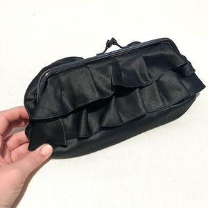 Hollywould for Target Black Ruffle Cocktail Party Purse Clutch